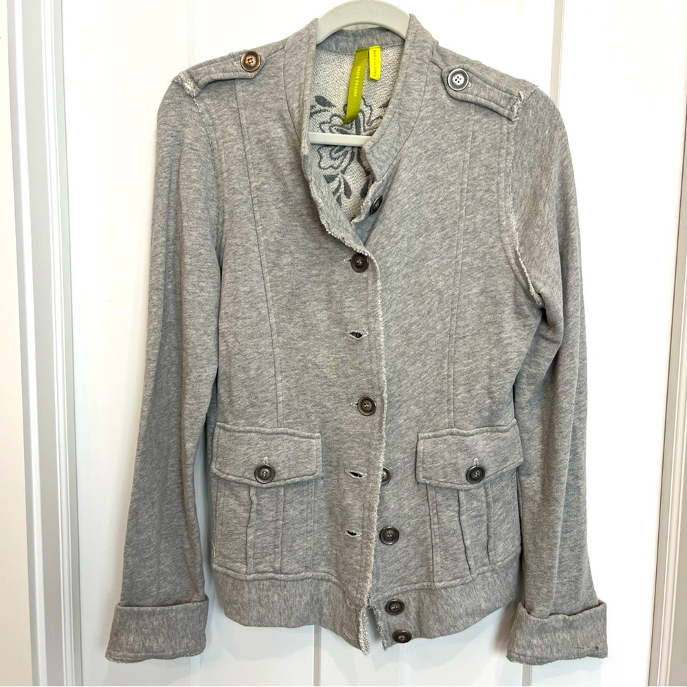 Green Dragon Women’s Size Medium‎ Gray Military Style Jacket Embroidered Buttons